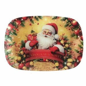 Télapós karácsonyi üveg kínálótál - 30x20 cm 145927264 - Kínáló tál