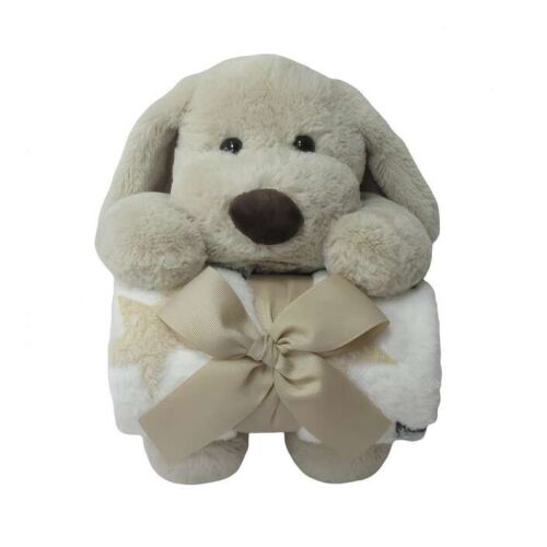 Free 2 Play Kutyus plüssjáték takaróval, puha kutya plüssállat babatakarót tartva szalaggal