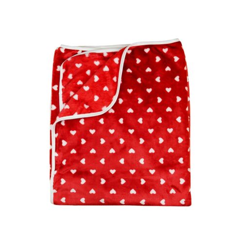 Lányka szív mintás piros-fehér wellsoft takaró 150x90