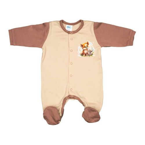 Vékony, pamut, elöl patentos kisfiú rugdalózó Kisróka mintával 145928352