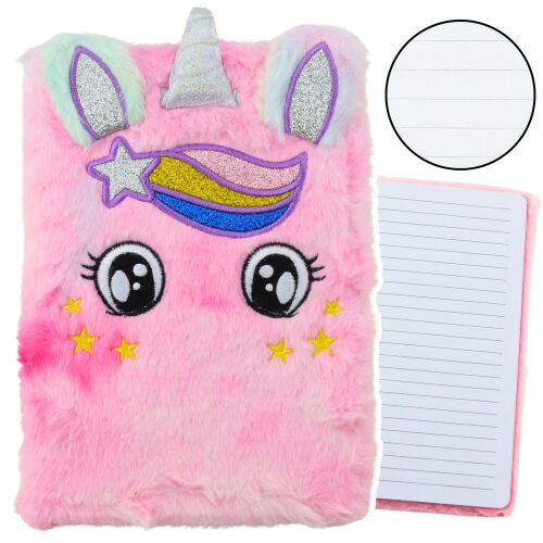 Plüss jegyzetfüzet bélelt egyszarvú rózsaszín szivárvány 145933032