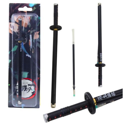 Katana Sword Anime golyóstoll fém fekete tintával cserélhető utántöltő fekete