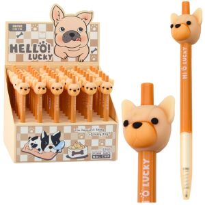 Gél toll mopszkutya kék bézs tintával 0,5mm