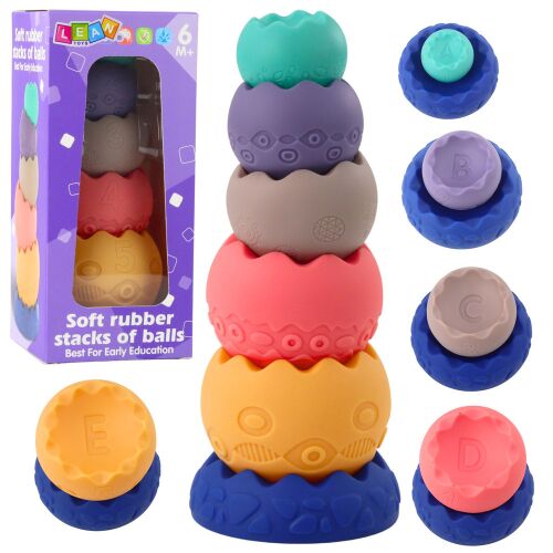 Oktatókészlet Puha tojások, golyók számokkal, érzékszervi torony 6 db.