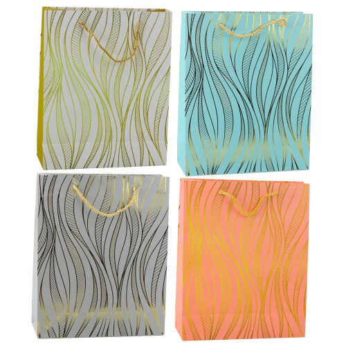 Papír ajándéktáska Hullámos vonalak arany 32 x 26 x 12 cm 145934318