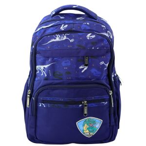 Iskolai hátizsák Dinosaurs Patch T-Rex mellkasi pánt sötétkék 20L