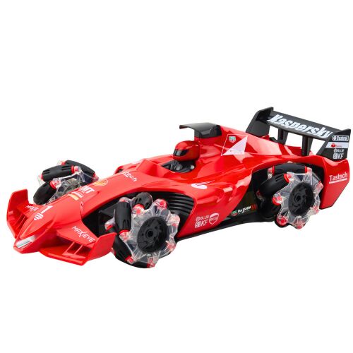 Piros RC Formula autó füsthatással és világító kerekekkel
