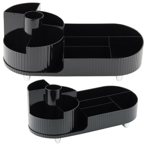 Többfunkciós rendező kozmetikai asztalhoz, forgatható, tágas fekete