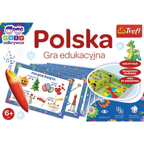 Trefl Lengyelország Oktatójáték doboz, varázsceruza és kérdéskártyák 6+ éves gyerekeknek - Fejlesztő játék ovisoknak