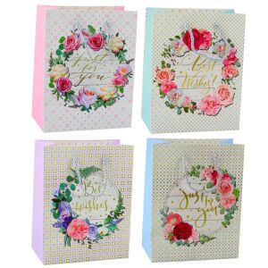 Ajándéktáska Minták Virágok Jókívánságok 23 x 18 x 10,5 cm