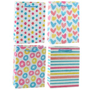 Ajándéktáska Szívek Csillagok Pontok Csíkok Színes 23 x 18 x 10,5 cm
