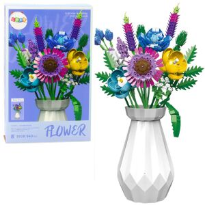 Építőkockák Virágcsokor Fehér Vázában 543 db.