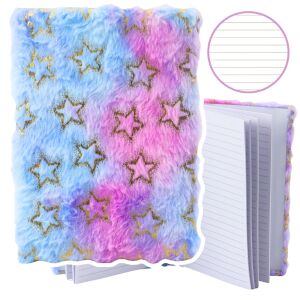 Plüss jegyzetfüzet jegyzetfüzet bélelt Gold Stars pasztell A5 80 lapos