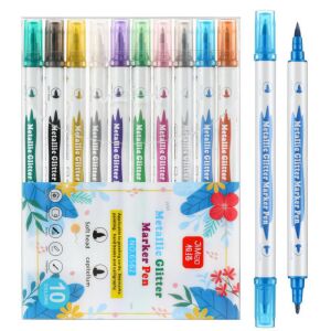 Fémes csillámjelző készlet, színes, kétoldalas, 10 db