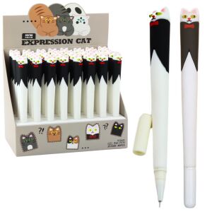 Macska csípős tollal, kék tinta sapkával, fekete-fehér 16,5 cm