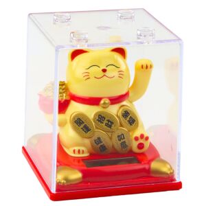 Kínai Lucky Cat Vitrinben Solar Figurine Dísz bézs
