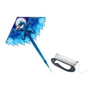 Großer Drachendrachen, blau, langer Schwanz, 170 cm x 130 cm 145940117 - Flugdrachen