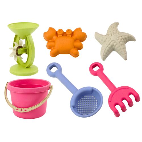 Homokos játékkészlet, vödör, daráló, szűrő, pasztell formák 145940304
