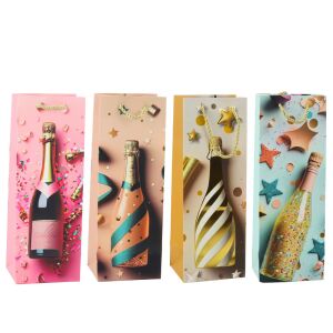 Papír ajándéktáska pezsgősüveghez pasztell 35 x 12 x 9 cm