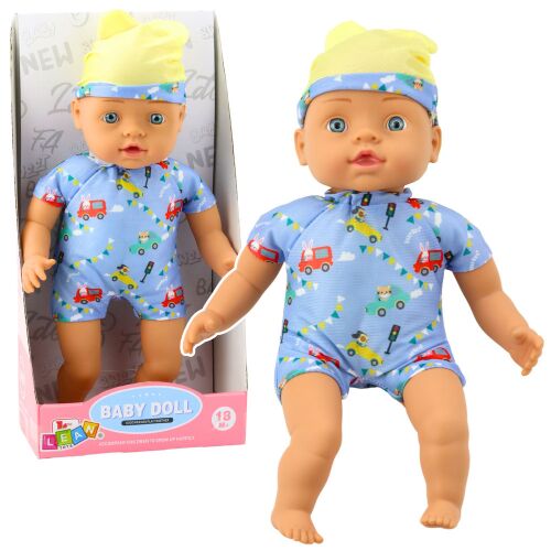 Baby Doll kék ruhák mintával Kalap fülekkel 31cm 145941101