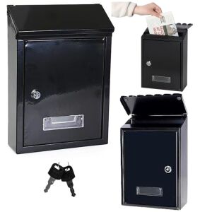 Levélpostaláda, horganyzott acél, fekete, 26,5x18,5x6,5 cm