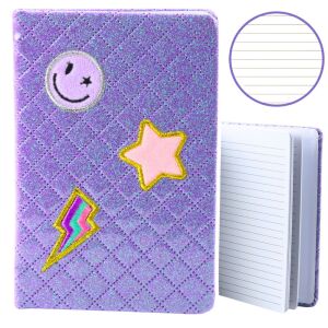Bélelt jegyzetfüzet csillámfoltok lila B6 80 lap