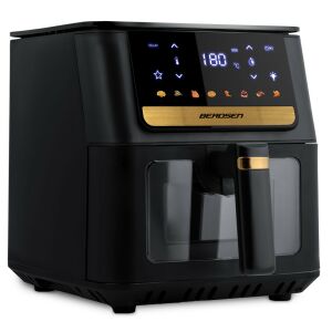 Berdsen BD-655 forrólevegős sütő, 1500 W, 4,8 liter, fekete, tapadásmentes kosár, hőfok- és időzítőszabályzás, modern, kompakt kivitel