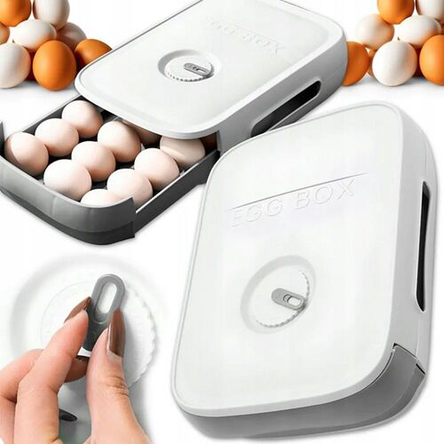 18-20 tojásos Tojástároló doboz hűtőszekrénybe egymásra rakható, 29 × 22 × 7,5 cm, dátum kijelzővel 145966804