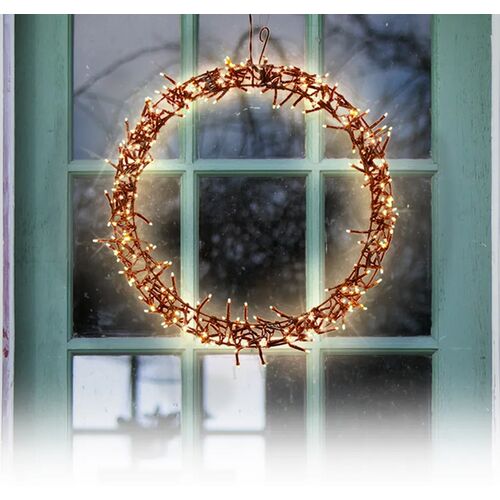 Decorațiune de ușă cu coroană LED de Crăciun-Advent cu 500 de culori alb cald, 58 cm, adaptor de rețea IP44, cu 8 tipuri de efecte luminoase