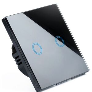 Elegáns Edzett üveglapos Érintéssel működő LED háttér világítású, csillár villanykapcsoló, kétpólusú, fekete 145966901 - Sternhoff