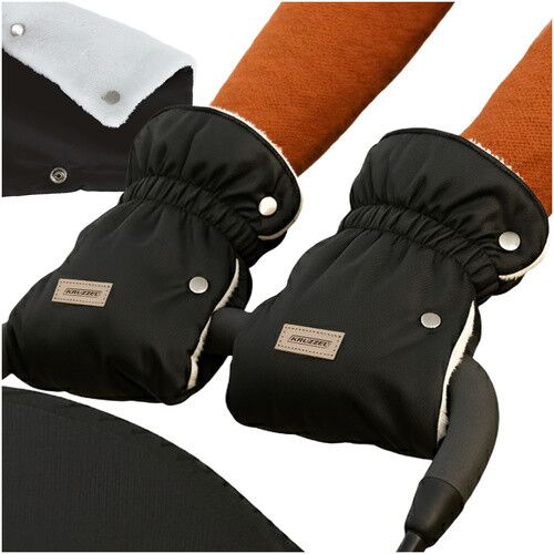 Fekete Kézmelegítők Babakocsira és Szánkóra - Kruzzel 25814, Kétrétegű Béléssel, Vízálló, Dupla Darabos