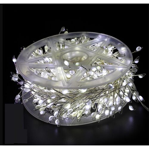 Vnútorné svetelné reťaze z medeného drôtu 30 m, 900 LED, 8 programov, so sieťovou zástrčkou, studená biela 145967326