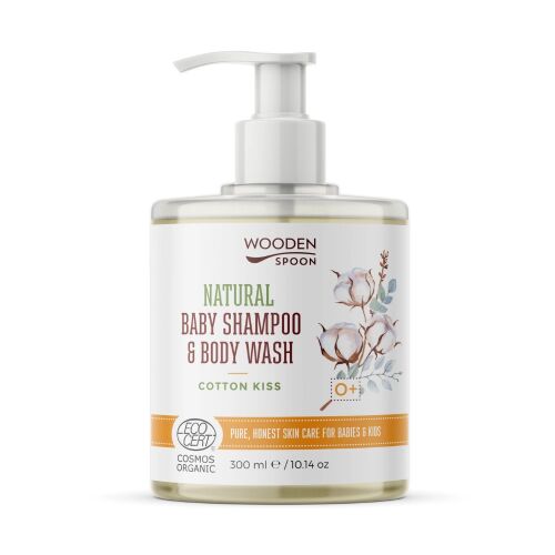 Sampon és tusfürdő gyerekeknek és babáknak Cotton Kiss, bio, 300ml, fakanál 145968301 - Wooden Spoon