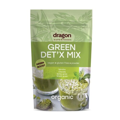 Dragon Superfoods Zöld Detox Mix, organikus zöld por keverék turmixokhoz és detoxikáláshoz, 200g - Egészségügyi eszköz