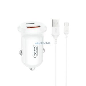 XO autós töltő CC69 PD 30W QC 1x USB 1x USB-C fehér + kábel USB - USB-C 145968495 - Autós töltő