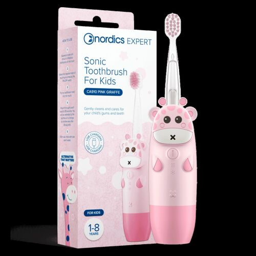 Nordics Expert Sonic fogkefe gyerekeknek, CA910 Pink Giraffe elektromos fogkefe 1-8 éveseknek - Szépség és egészség