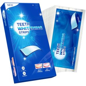 Fogfehérítő csíkok PAP formulával, 14 kezelés (28 csík), Érzékenységmentes, Mentol ízű, Gyors hatás 7 napon belül, Biztonságos a fogzománcra, Csúszásmentes, Vegán