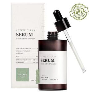 Active Clean AHA BHA hámlasztó szérum, Village 11 Factory, 50 ml, 88%-ban természetes összetevőkből, zsíros és kombinált bőrre