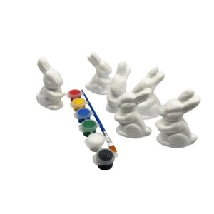 Set de Paste din Polistiren pentru Pictat cu Acuarele si Pensula, 6 Iepurasi 145972404 - Decorațiuni de Paște
