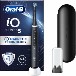 Periuta de dinti electrica Oral-B iO5 cu Tehnologie Magnetica si Micro-Vibratii, Inteligenta artificiala, Display conversational, Senzor de presiune Smart, 5 moduri, 1 capat, Trusa de calator 145972447 - Oral-B