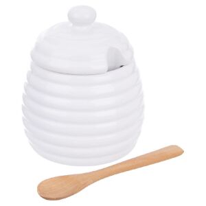 Méztartó kanállal, porcelán, WHITELINE, 340 ml