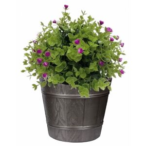 Kerek, fahatású virágcserép 17 cm grafit