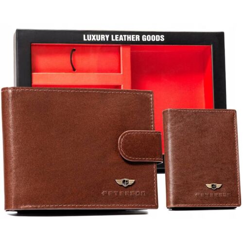 Ajándékkészlet: elegáns bőr pénztárca, kártyatartó és kulcstartó - Peterson 145976713