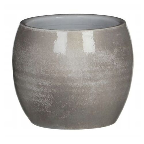 Dekoratív kerámia virágcserép, világos szürke, 14x16cm