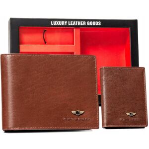 Ajándékkészlet: elegáns bőr pénztárca, kártyatartó és kulcstartó - Peterson