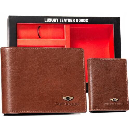 Ajándékkészlet: elegáns bőr pénztárca, kártyatartó és kulcstartó - Peterson 145978962