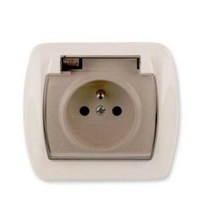 AKORD EGYES CSATLAKOZÓ IP44 VÉDELEMMEL ÉS FÜSTSZELEPPEL, BÉZS - E131AA-KN080