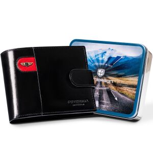 PTN 22305L-VT-E-2589 Fekete-piros bőr pénztárca