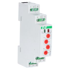 PCU-507 többfunkciós időrelé, két független idő T1 és T2, érintkezők: 2P, U=230V, I=2x8A, 1 modul