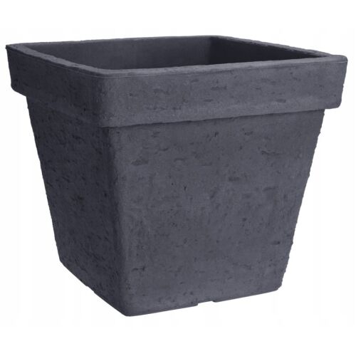 Antracit színű, négyzet alakú virágcserép kőmintával 35x40 cm 145980973